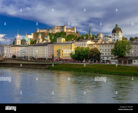 Salzburg Look At The Old Town And The Fortress High Salt Castle