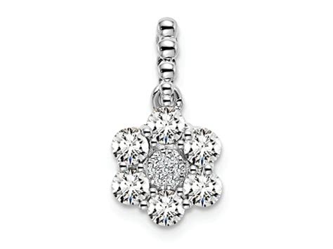 Rhodium Over 14K Gold Lab Grown Diamond SI1 SI2 G H I Floral Pendant