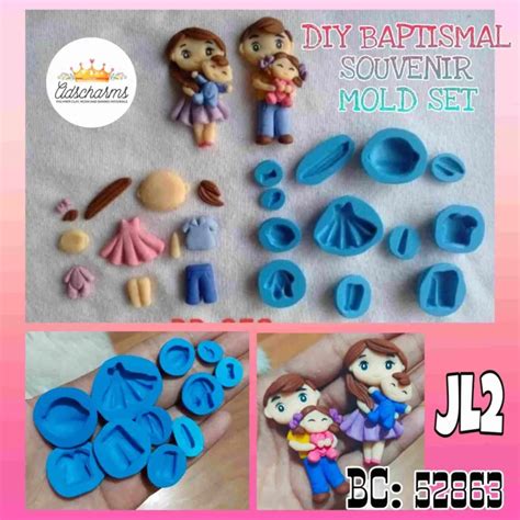 JL2 DIY Baptismal Souvenir Mold Set Chibi Clay Molds BC52863 Chocolate