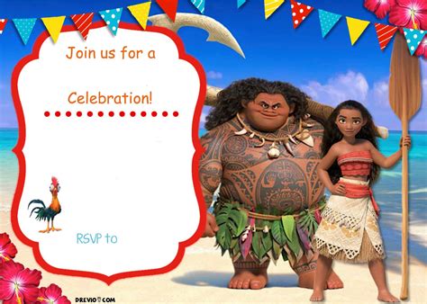 Free Moana Birthday Invitation Template | Download Hundreds FREE ...