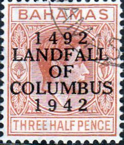 Bahamas 1942 Landfall Of Columbus Overprint Fine Mint SG 167 Scott 121