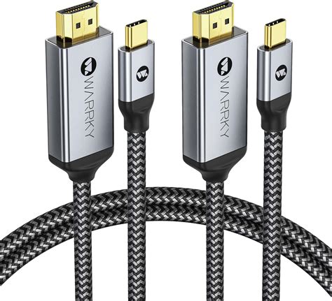 Amazon co jp Warrky USB C HDMIケーブル 4K 3 3フィート 2パック 干渉防止金メッキプラグ