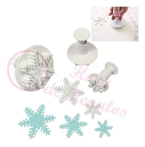 Set 3 De Cortantes Expulsor Copo Nieve Grande Cookie Fondant MercadoLibre