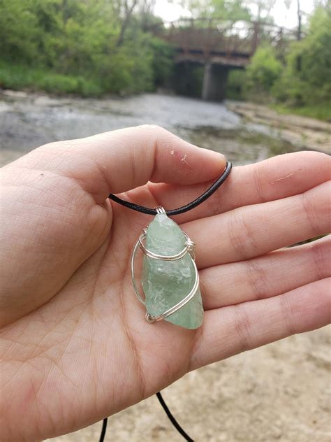 Raw Green Calcite Wire Wrapped Necklace Stress Relief Spell Kit Etsy