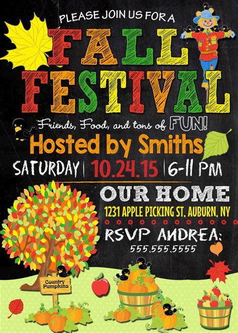 Colorful Fall Festival Invitations, Unqiue Fall Party Invites ...