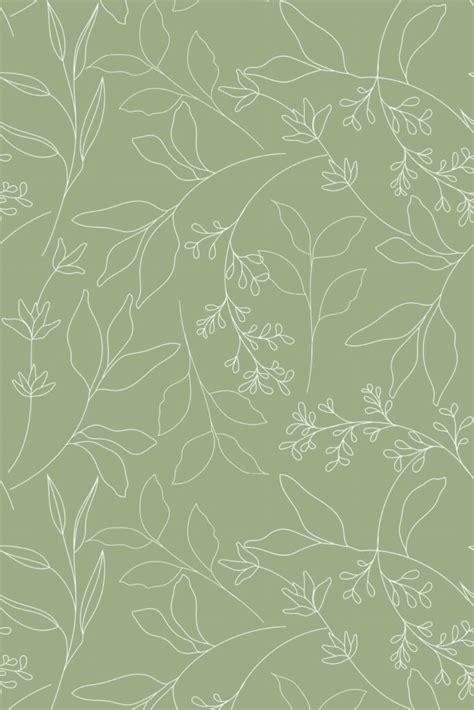 Sage green leaf Peel and Stick Wallpaper or Non-pasted