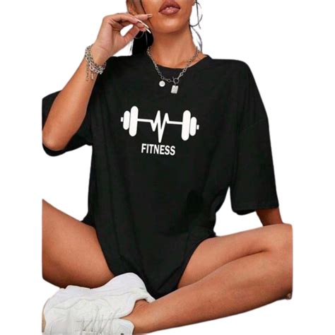 Camiseta Oversized Feminina Academia - Camiseta Feminina Oversized Barra Fitness Blusão Para Academia Treino ...