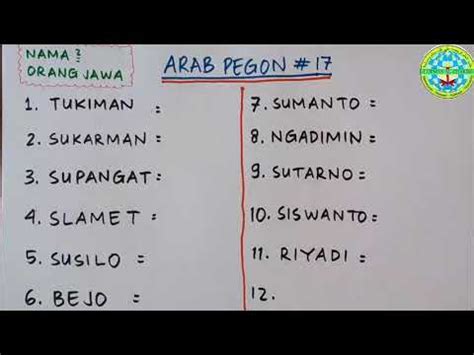 Belajar Menulis ARAB PEGON Part 17 Nama Orang Jawa YouTube