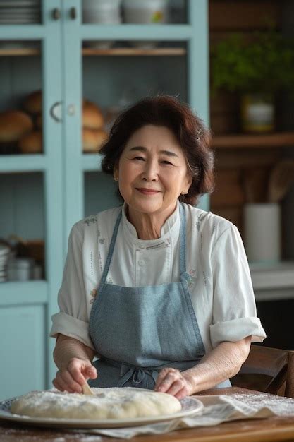 Premium Photo A Woman Sitting At A Table In Front Of A Plate Of Food