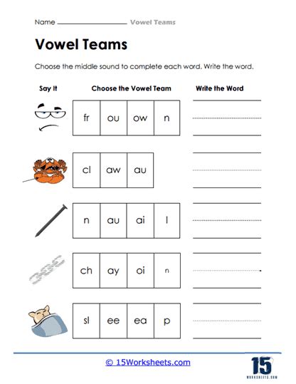 Vowel Team Worksheets Free Word Work Worksheets Library