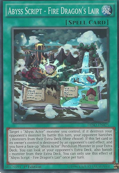 Yugioh Deso En025 Abyss Script Fire Dragon S Lair Super Rare 1st Edition Nm Konami