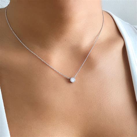 Solitaire Diamond Necklace Diamond Necklace Floating Etsy