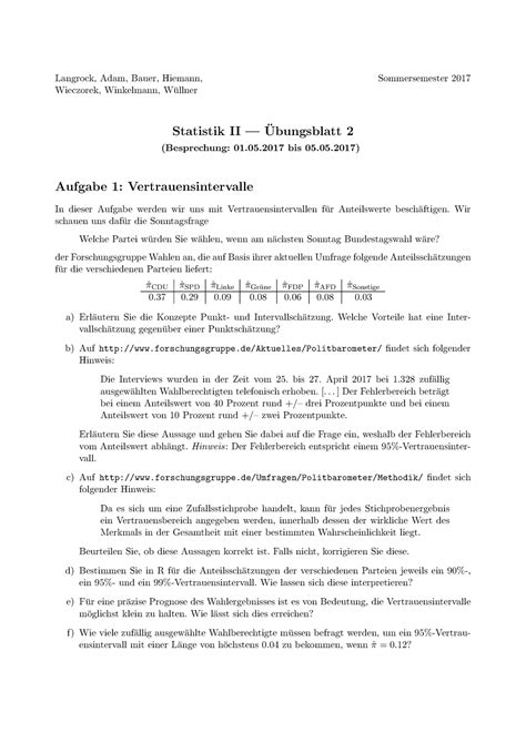 Statistik II Uebungsblatt 2 Langrock Adam Bauer Hiemann