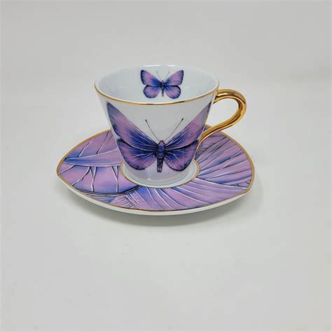 Grace Teaware Butterfly Tea Cup And Saucer Purple Gold Collectible Ebay