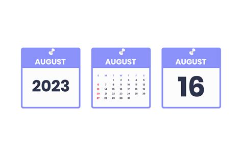 August Calendar Design August 16 2023 Calendar Icon For Schedule