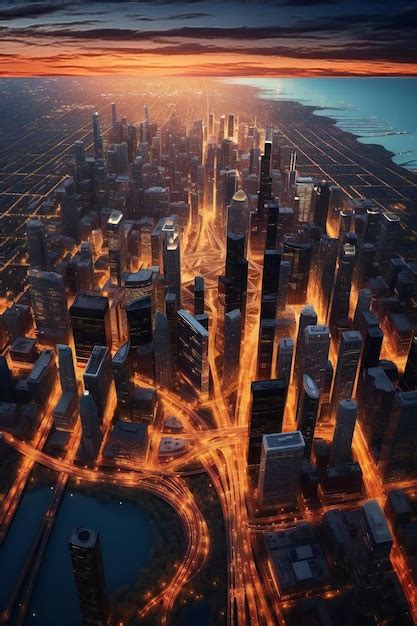 Premium Ai Image Aerial View Of Chicago City