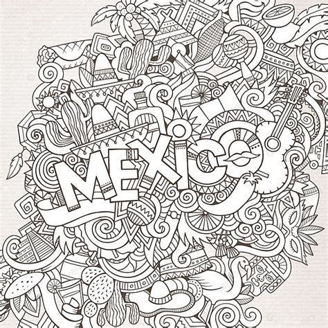 Mexico Country Hand Lettering And Doodles Elements And Symbols