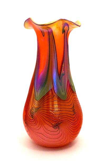 Contemporary Art Glass Vase Hand Blown And Decorated By Tom Michael Odyssey Art Glass Usa