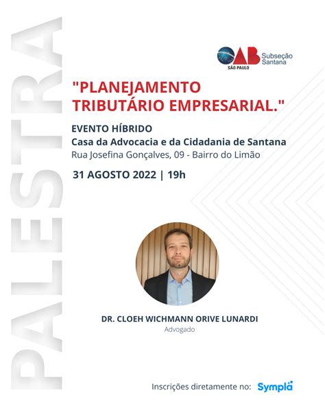 Palestra Planejamento Tribut Rio Empresarial Online Sympla