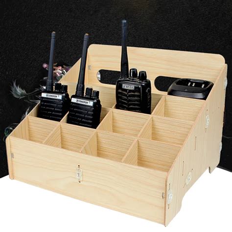 Wooden Walkie Talkie Management Storage Box Creative Desktop Office