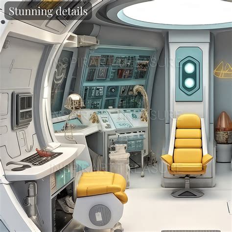 Sci-fi Clipart Space 01, Watercolor Spaceship Interior Clipart ...