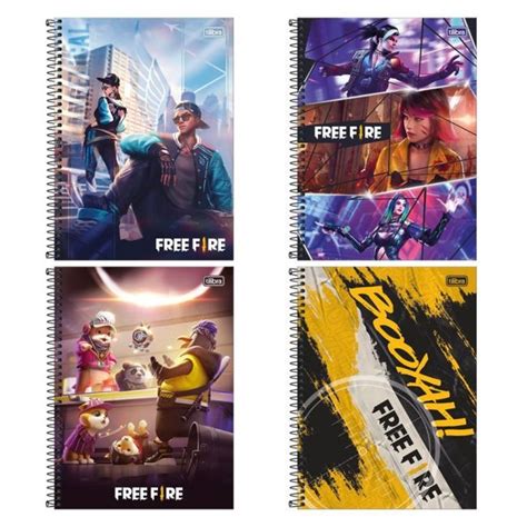 Caderno Espiral Univ Capa Dura Mat Ria Fls Free Fire Tilibra Na