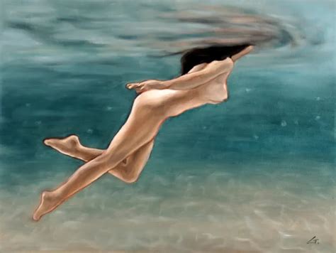 ORIGINAL SIGNED OIL Painting Akt Nude Erotik FKK Beach Woman Female