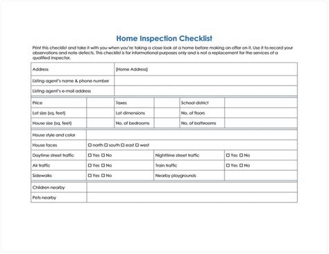 Home Inspection Checklist Home Inspections Checklist Template Haven