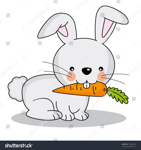 Cute Rabbit Eating Carrot Stock Vector (Royalty Free) 118820146 ...