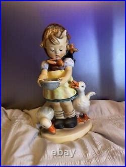 Vintage Hummel Goebel Be Patient Girl With Geese Figurine Hand