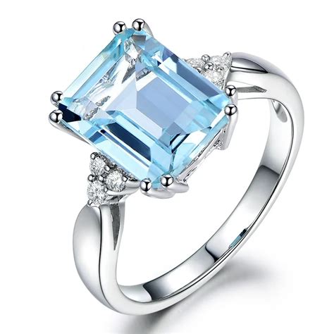 Blue Square Diamond Rings