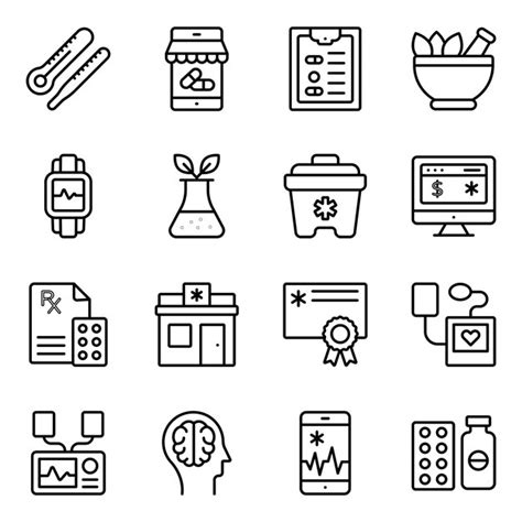 Premium Vector Pack Of Medical Equipment Linear Icons