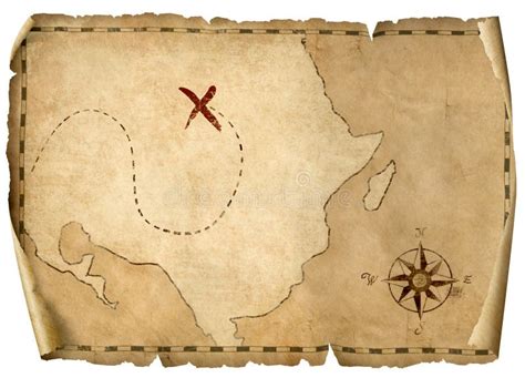 Pirates Old Parchment Treasure Map On Wood Table Stock Illustration Illustration Of