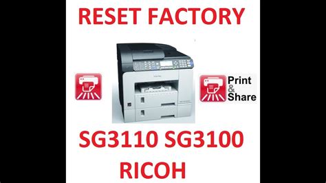 Factory Reset SG3100 SG3110 3210 RICOH GEL And SUBLIMATIONS PRINTER