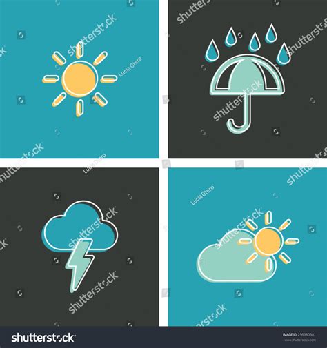 Weather Icons Set Stock Vector Royalty Free 256380301 Shutterstock