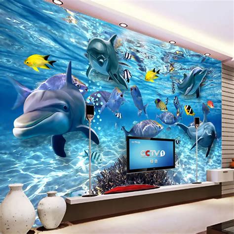 HD Underwater World Deep Sea Fish Photo Wallpaper 3D Stereo Cartoon