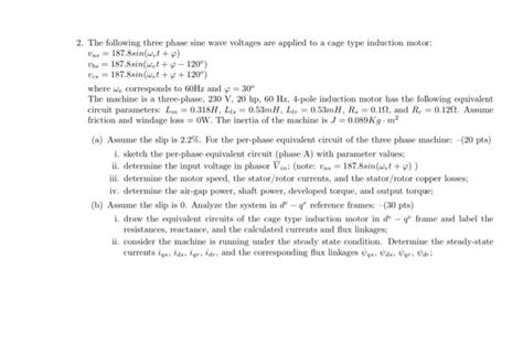 The following three phase sine wave voltages are | Chegg.com