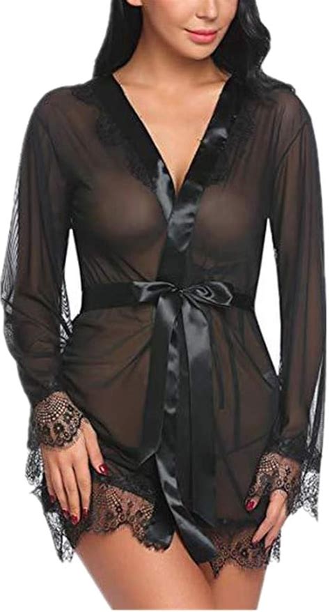 Nqy Kimono Da Donna Lingerie Sexy Vestaglia Con Scollo A V Vestaglia