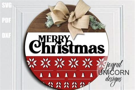 Merry Christmas Door Hanger Svg Graphic By Joyfulunicorn · Creative Fabrica