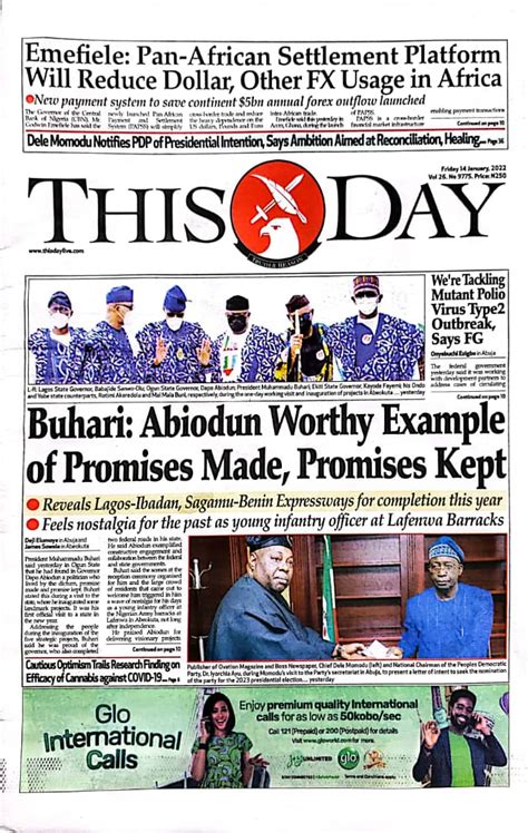 Nigerian Newspapers Daily Front Pages Review Friday 14 January 2022