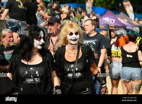 Pilsen, Czech Republic. 02nd June, 2023. Visitors enjoy the Metalfest