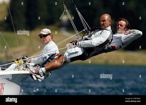 Das Team Alinghi Mit Skipper Peter Evans Claudio Celon Und Nils Frei