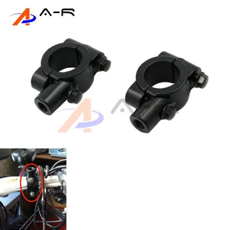 2 Pcs Motorcycle Black 22mm Handlebar Rearview Mirror Adaptor Mount