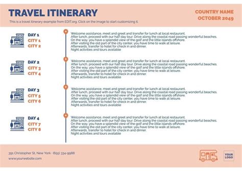 Free Travel Itinerary Templates To Edit And Print