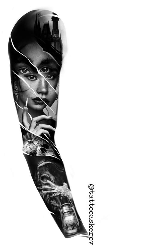 Black And White Realistic Tattoo Design In 2024 Sleeve Tattoos Black Art Tattoo Black And