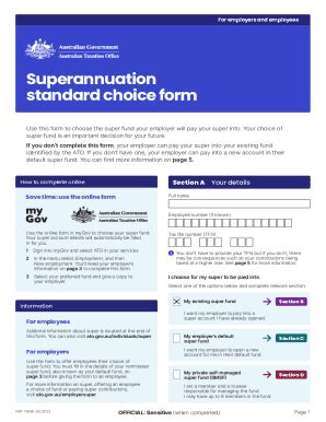 Fillable Online Ato Superannuation Standard Choice Form Ato