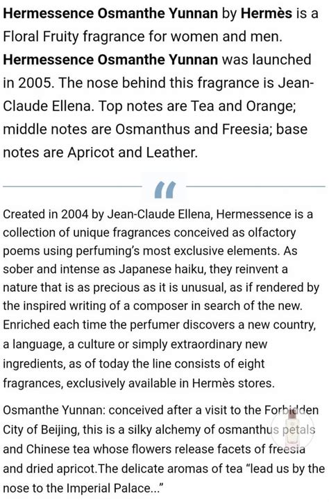 Parfum Hermes Hermessence Osmanthe Yunnan Kesehatan Kecantikan