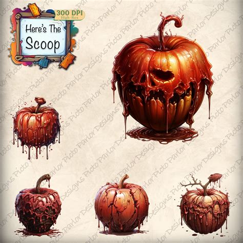 Halloween Candy Apple Clipart Bundle: PNG & SVG Halloween Food Clipart ...