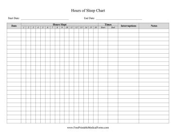 Printable Hours Of Sleep Chart