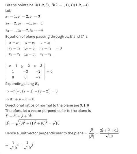 Find The Unit Vector Perpendicular To The Plane And Passing Through The